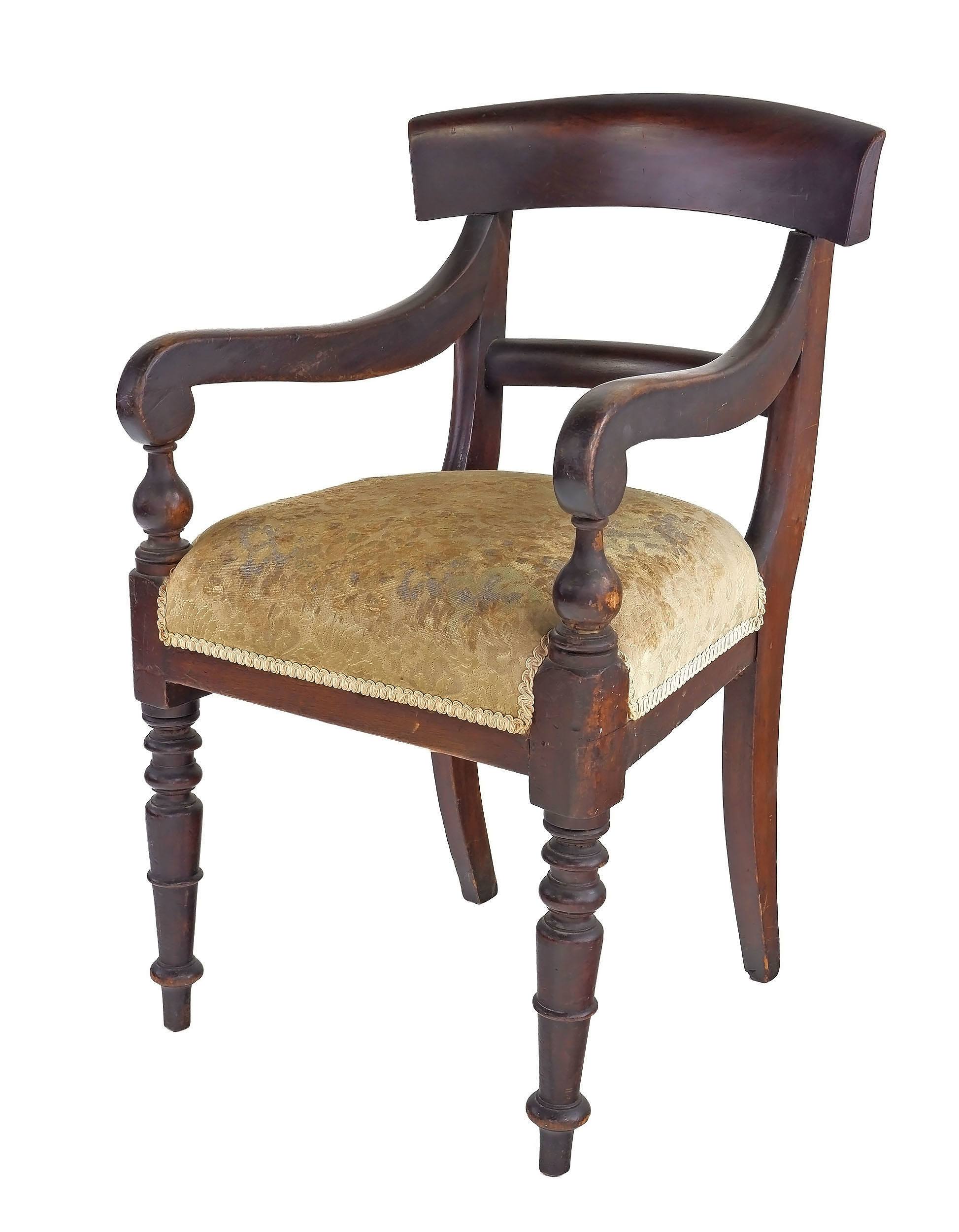 'Australian Cedar Scrolled Arm Carver Chair, 3rd Quarter of the 19th Century'