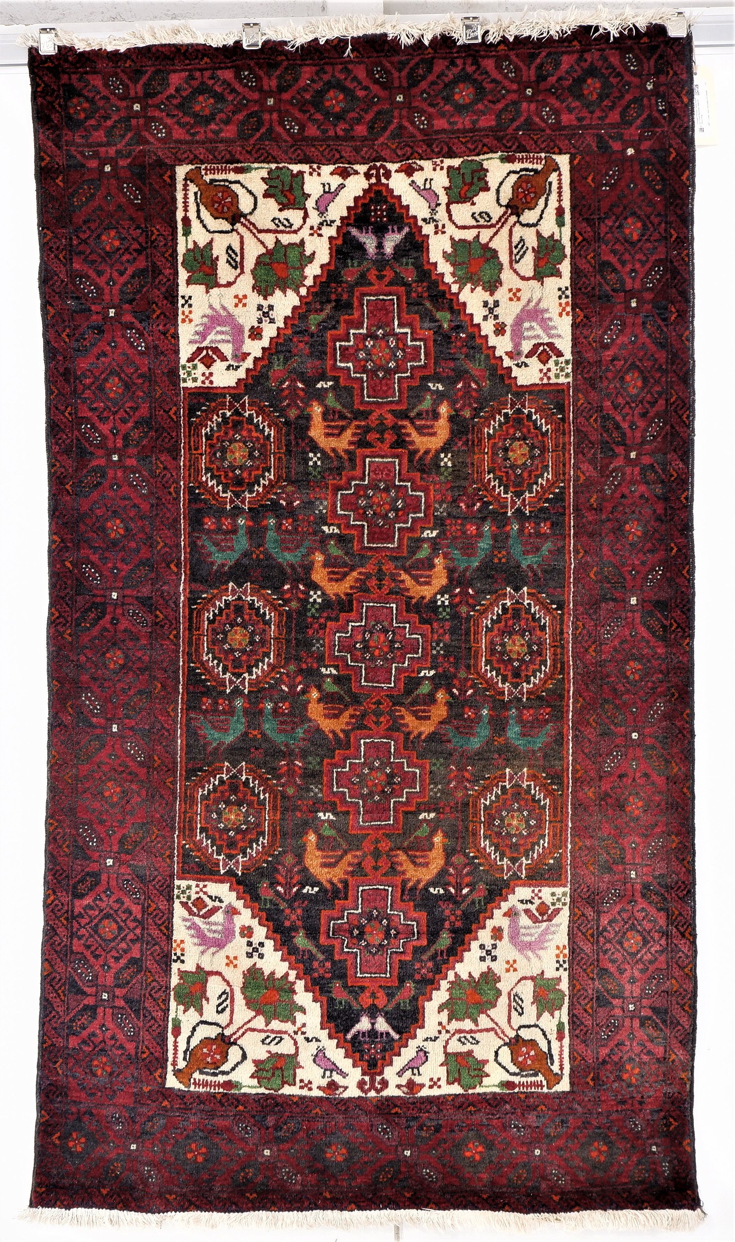 'Vintage Persian Baluchi Hand Knotted Wool Rug '