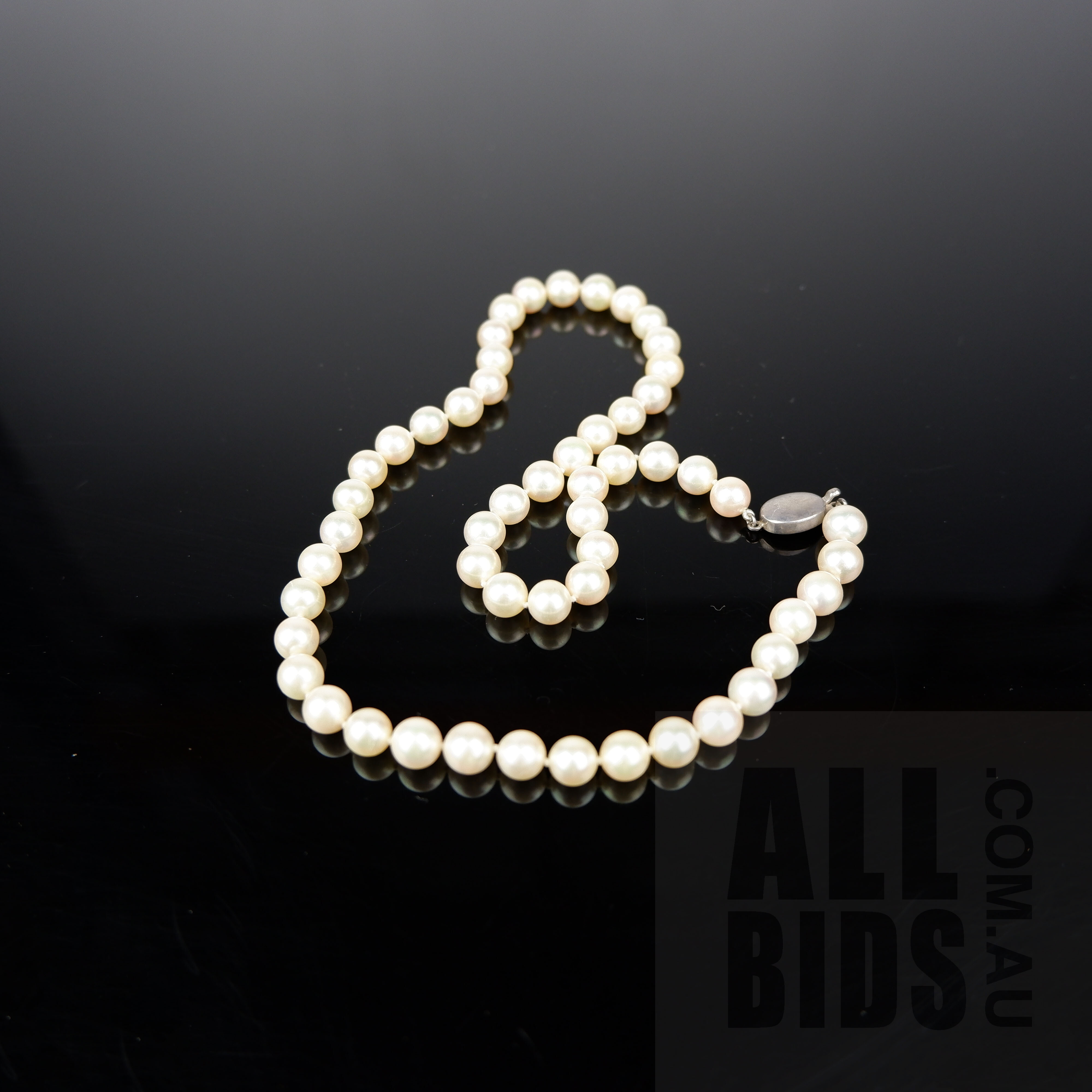 'Strand Round Akoya Type Cultured Pearls, Creamy White, Sterling Silver Clasp'