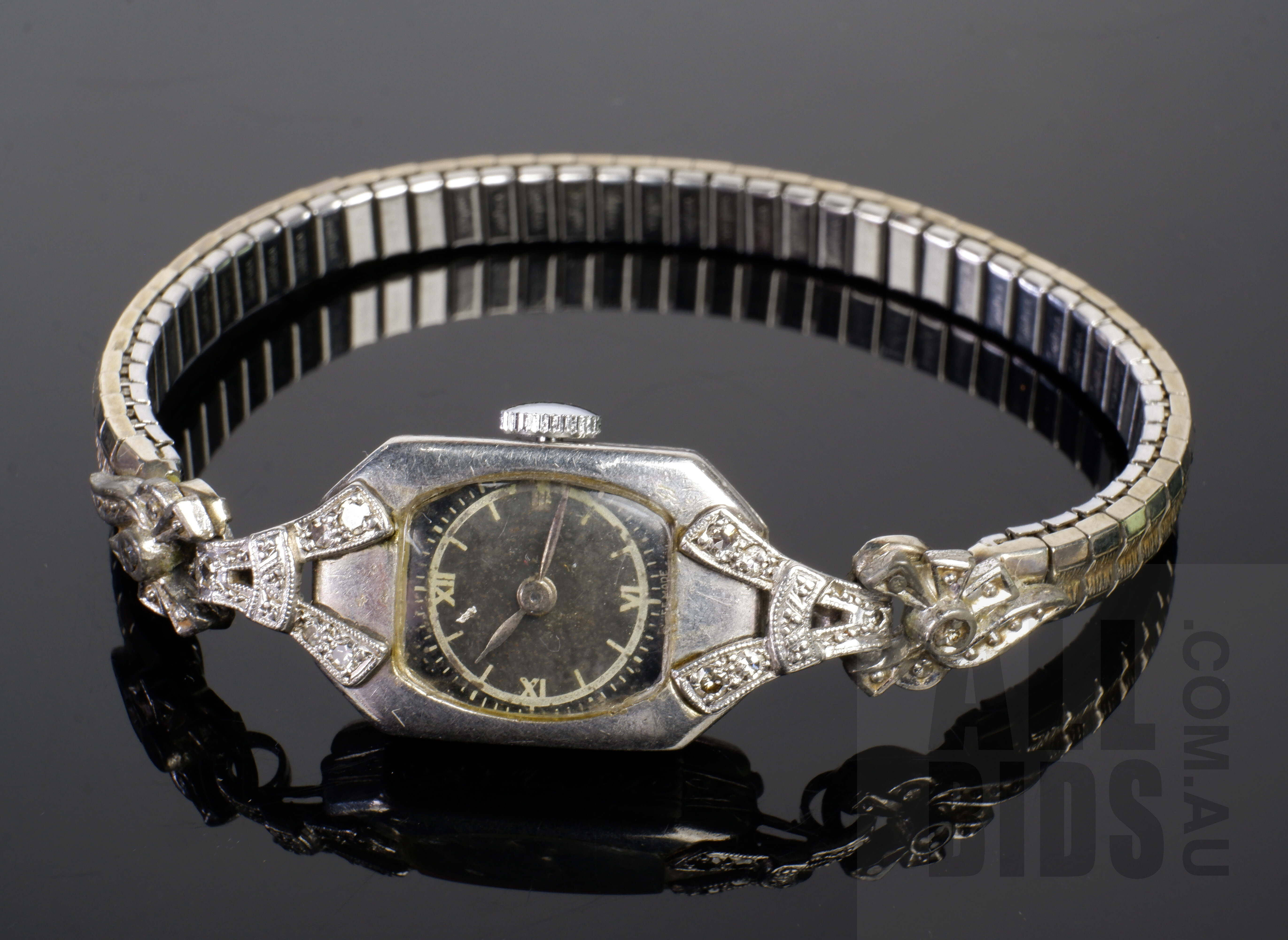 'Antique Platinum and Diamond Swiss Ladies Wrist Watch'