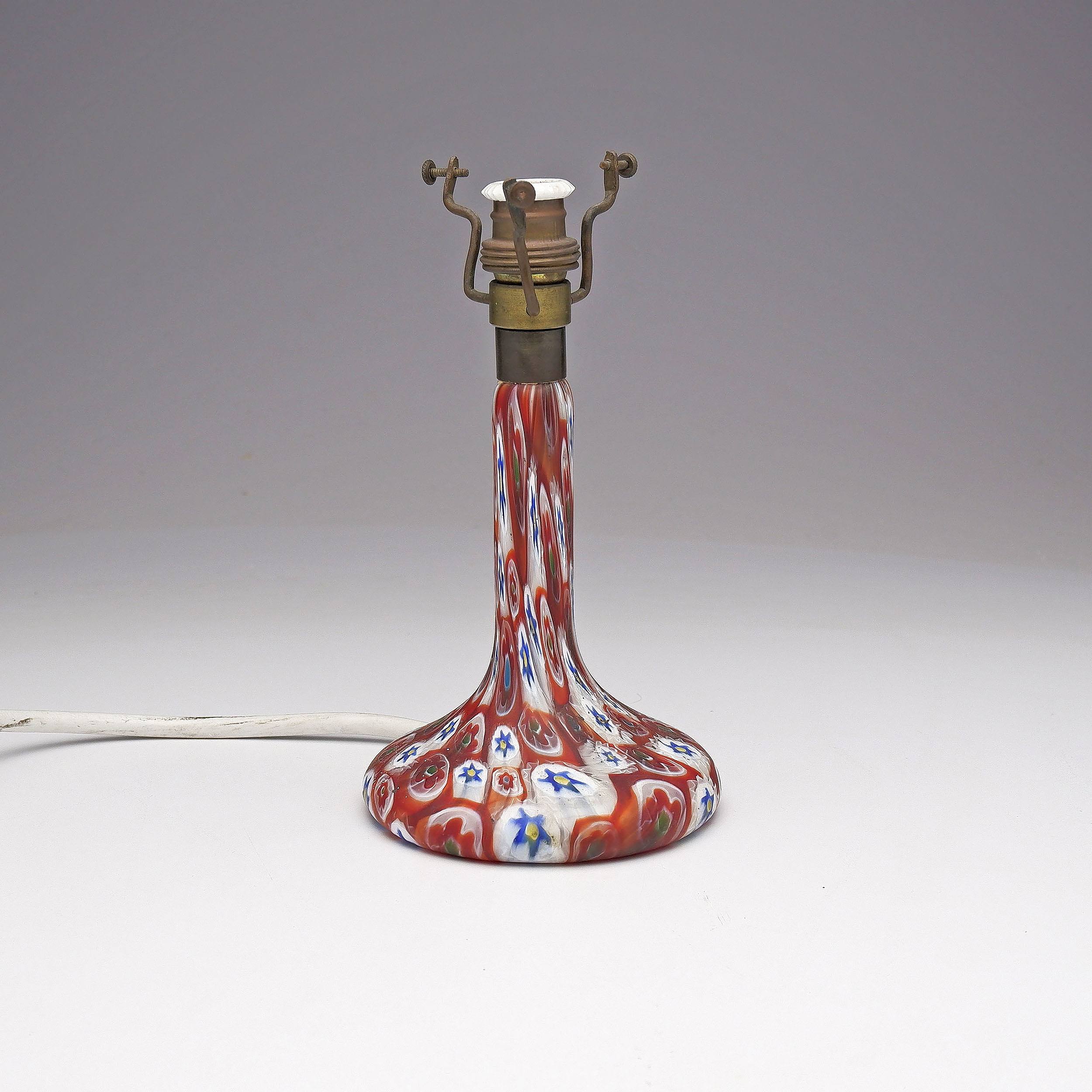 'Murano Fratelli Toso Lamp Base with Millefiori Canes, Early to Mid 20th Century'