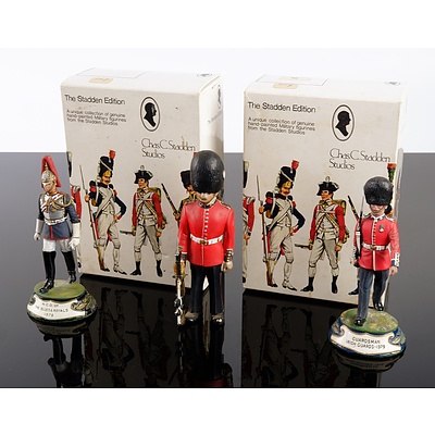 Two Vintage Chas C Stadden Studios Hand Painted Military Figurines in Original Boxes