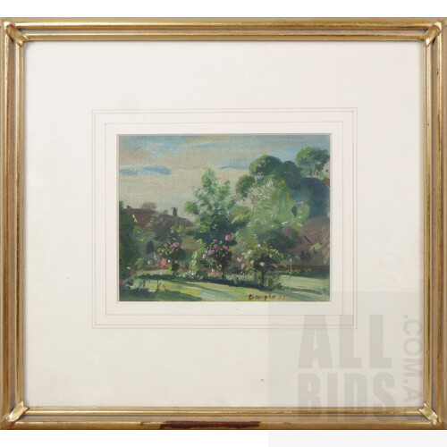 William Dargie (1912-2003), Untitled (Cottage Garden) 1938, Oil on Canvas, 15 x 19 cm