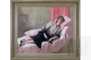 Frances Duffy, The Hollyhock Blouse, Oil on Canvas, 50cm H x 60 W