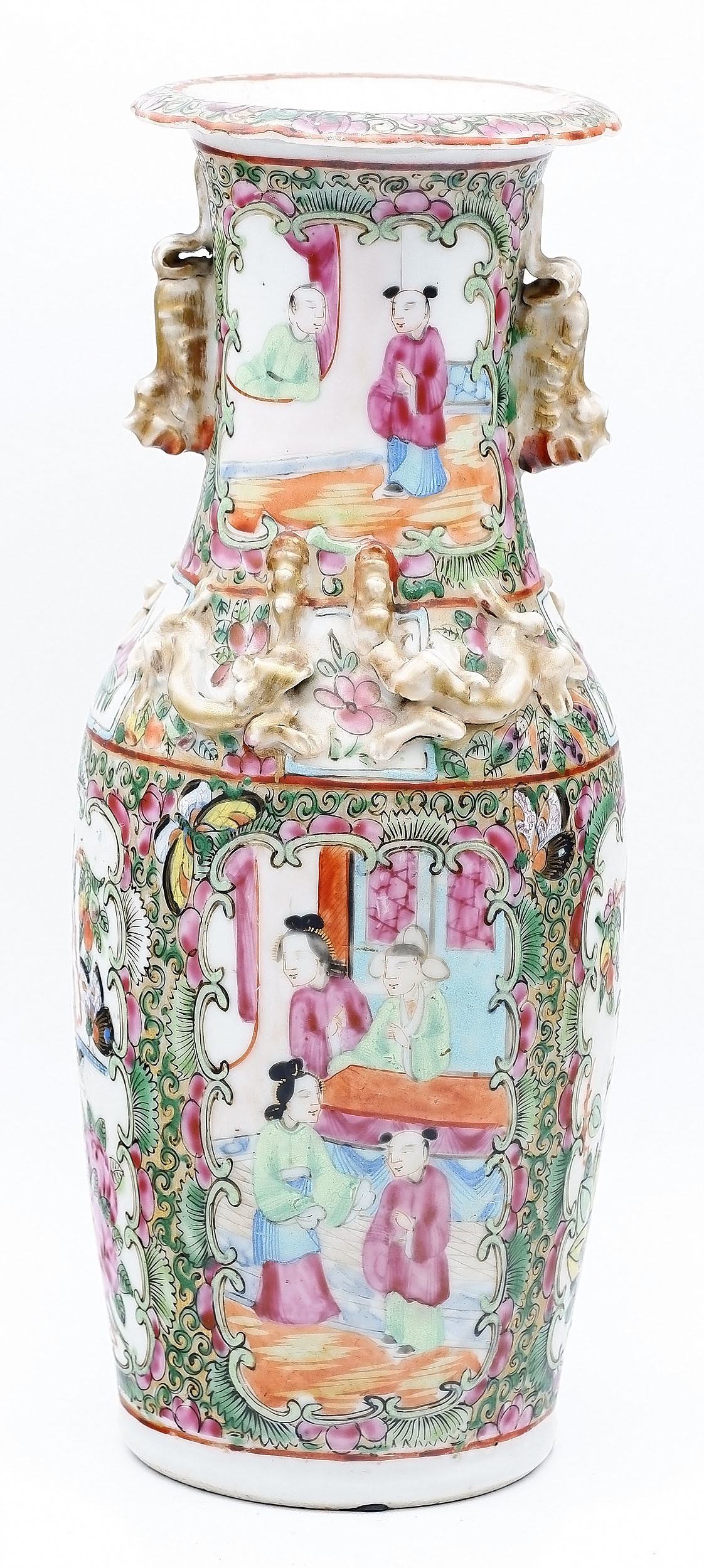'Antique Chinese Cantonese Famille Rose Vase, Late 19th Century'
