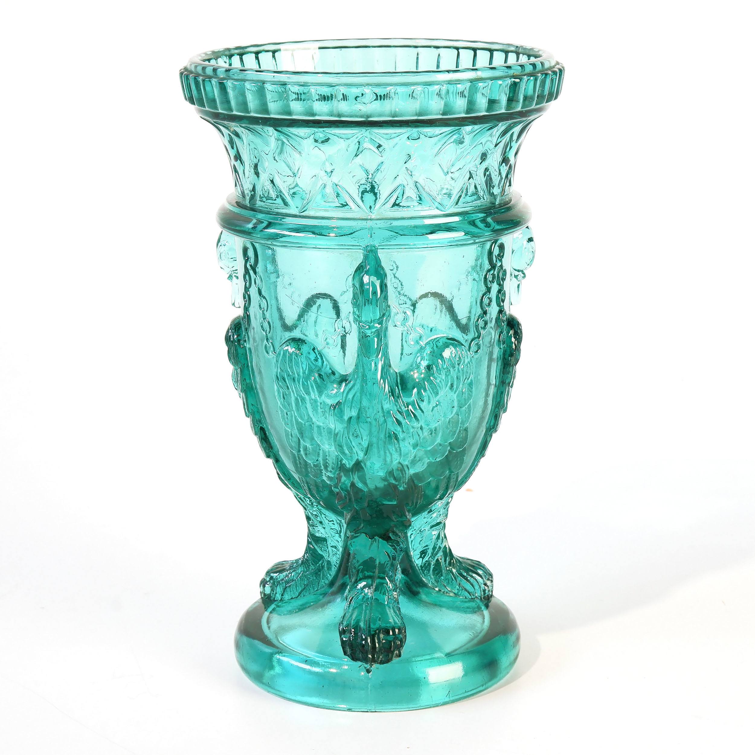 'Victorian Pressed Glass Gryphon Vase  by Edward Moore'