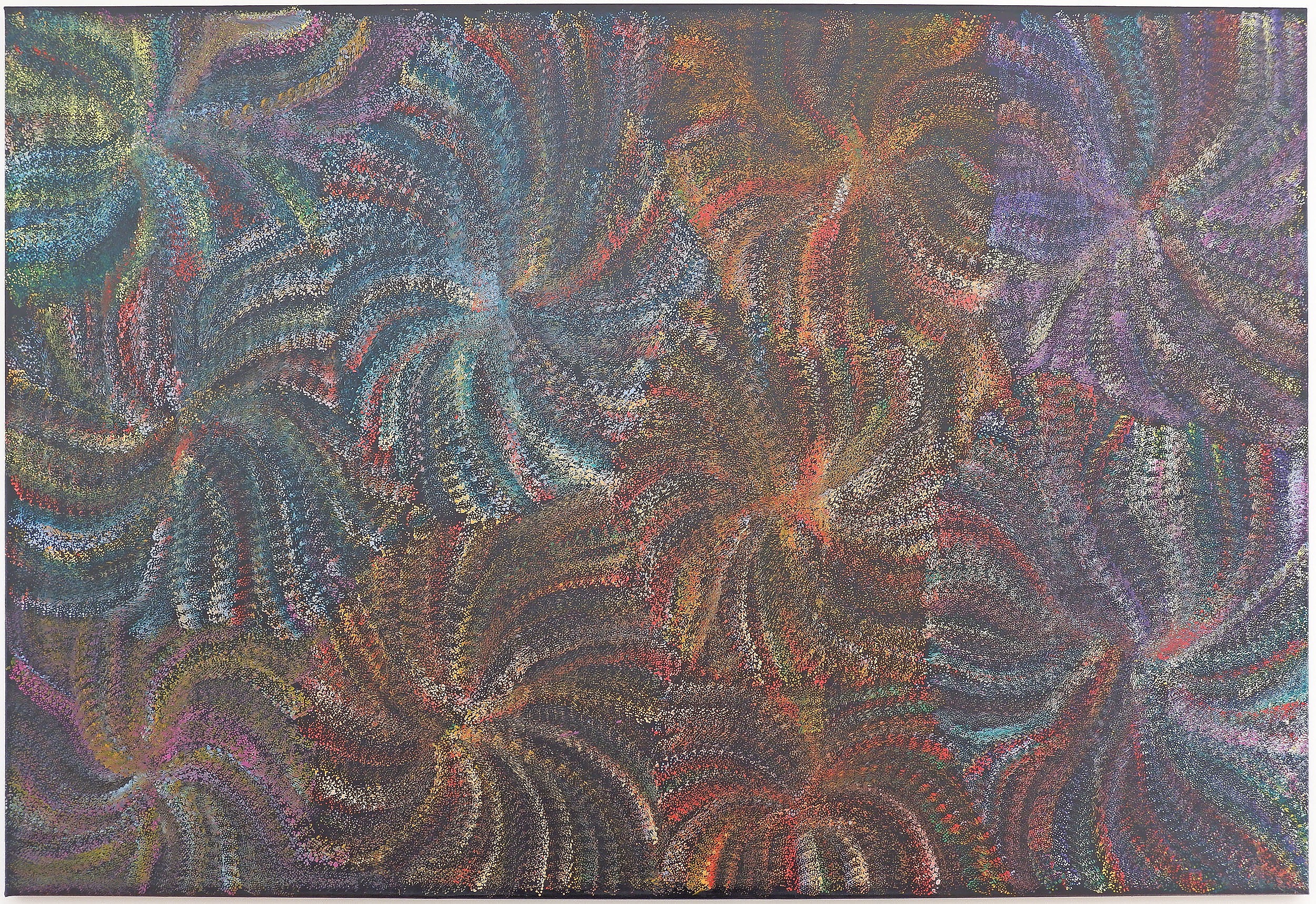 'Maureen Purvis Kngwarreye (born 1962, Anmatyerre language group), Pencil Yam 2003, Acrylic on Canvas'