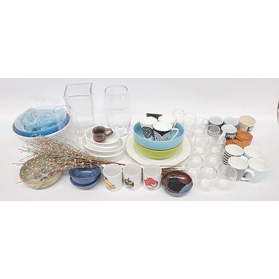 Collection of Modern Kitchenware including: Bowl, Glasses, Mugs, Serving Dishes, Coffee Makers, Casserole Dishes, Vases and More