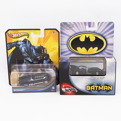 Two Hotwheels Batman Vehicles including: 1:64th Batmobile, Y5155