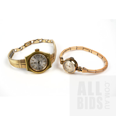 Vintage Ladies Swiss Tissot Automatic Seastar and Swiss Technos 17 Jewel Wristwatch