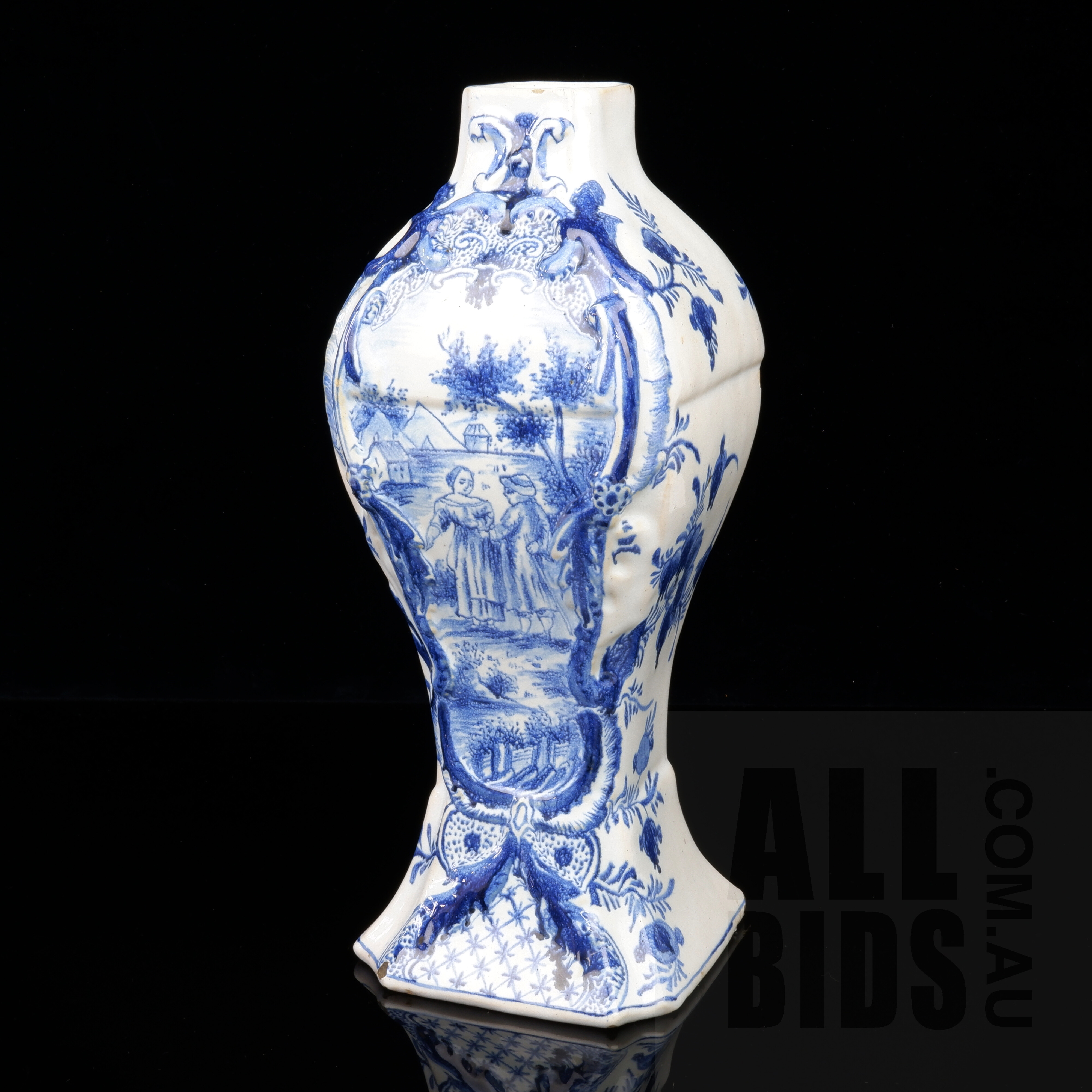 '18th Century Dutch Delft Vase Signed IVK'