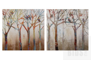 Two Bird Motif Canvas Prints, Each 80 x 80 cm (2)
