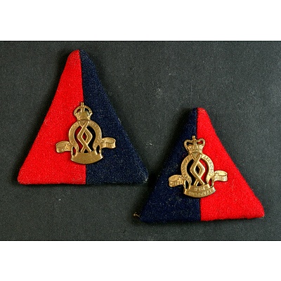 2x Royal Military College Duntroon Brass Cap Badges and Colour Patch