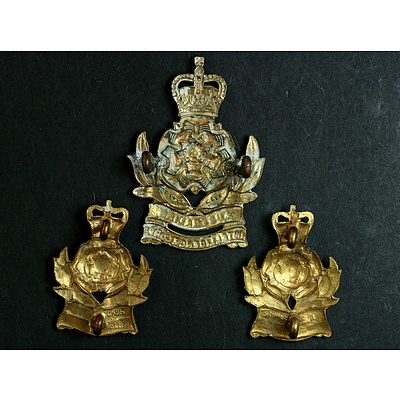 Australian Intelligence Corps Brass Cap Badge and Collar Badges