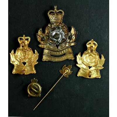 Australian Intelligence Corps Brass Cap Badge, Collar Badges and Lapel Badges