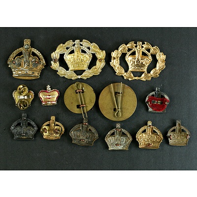 14x Warrant Officer & Officers Crown Rank Badges