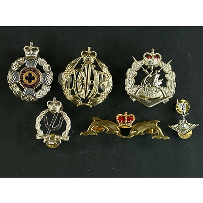 6 Australian Military Badges Incl Army Navy RAAF