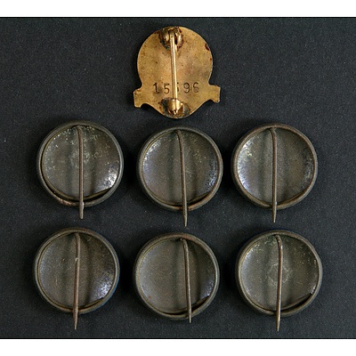WW2 War Savings Certificates Voluntary Works Badge & 6 Liberty Loan Tinnies