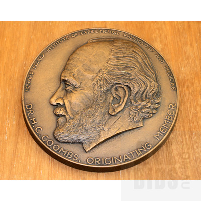Large Portrait Medal of Dr H.C. (Nugget) Coombs by Michael Meszaros
