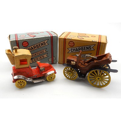 Two Vintage Charbens Miniature Series Models - No 12 Vauxhall Hansom Cab and No 7 panhard (2)