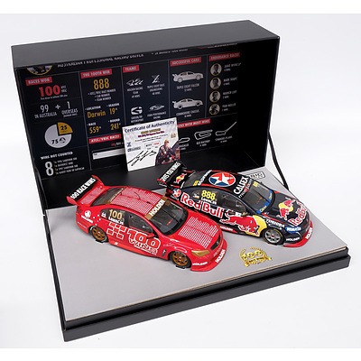 Classic Carlectables, Holden VF Commodore Twin Display Set, Craig Lowndes 100 ATCC V8 Supercar Race Wins, 777/1050, 1: 18 Scale Diecast Model