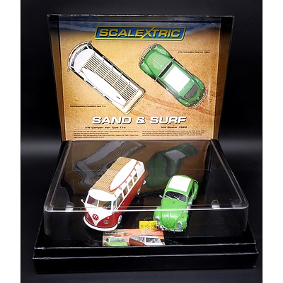 Scalextric, Sand and Surf Volkswagen Two Car Set, Beetle and Camper, 1724/2500, 1:32 Scale Model