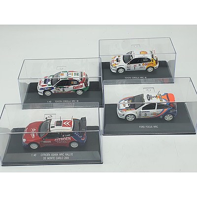 High Speed - Set of Four Rally Cars Including Ford & Toyota 1:43 Scale Model Cars