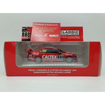Classic Carlectables - 2016 Holden VF Commodore Craig Lowndes Sandown Retro Livery 856/1000 1:43 Scale Model Car