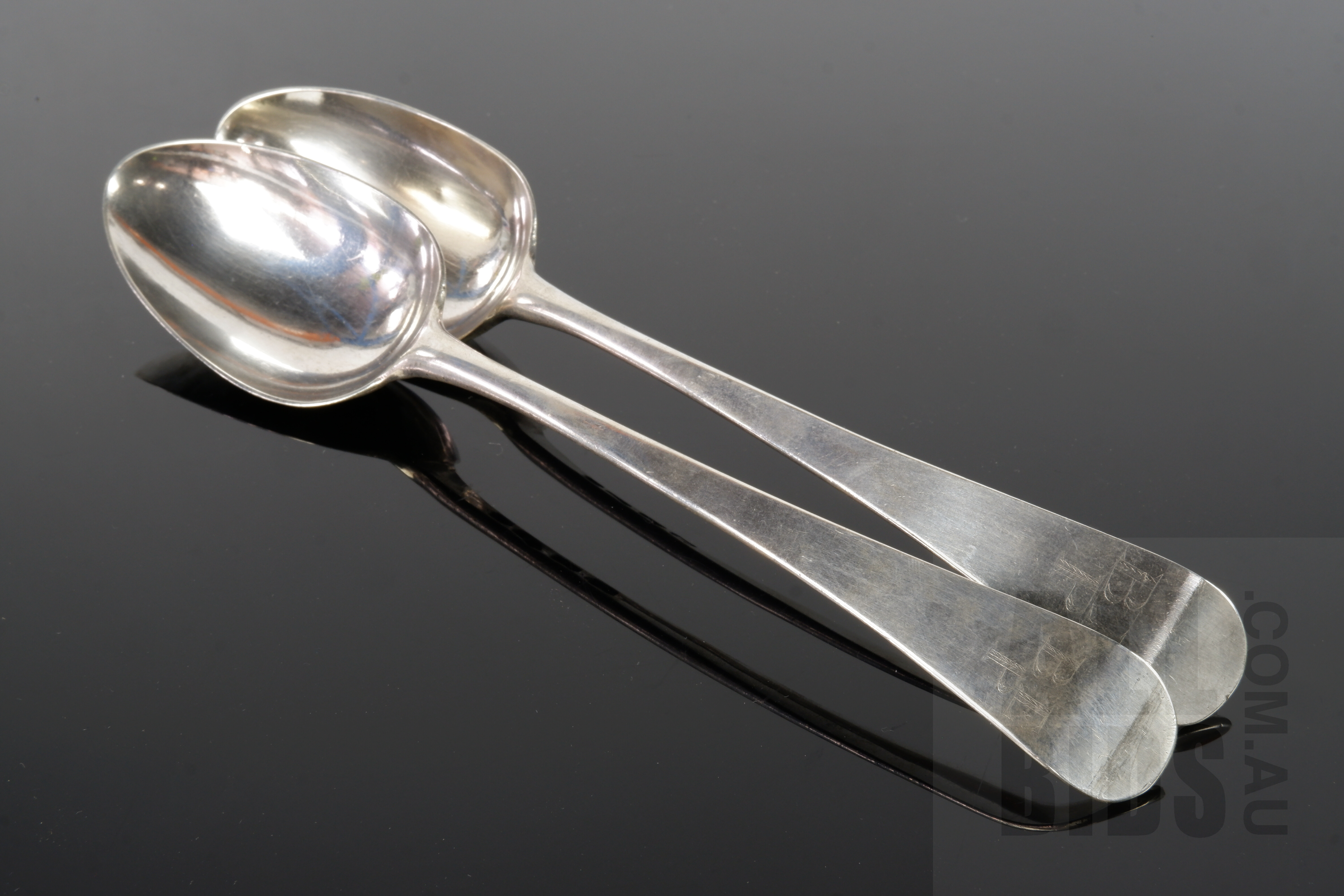 'Pair of George III Sterling Silver Spoons, London, 1779, 123g'