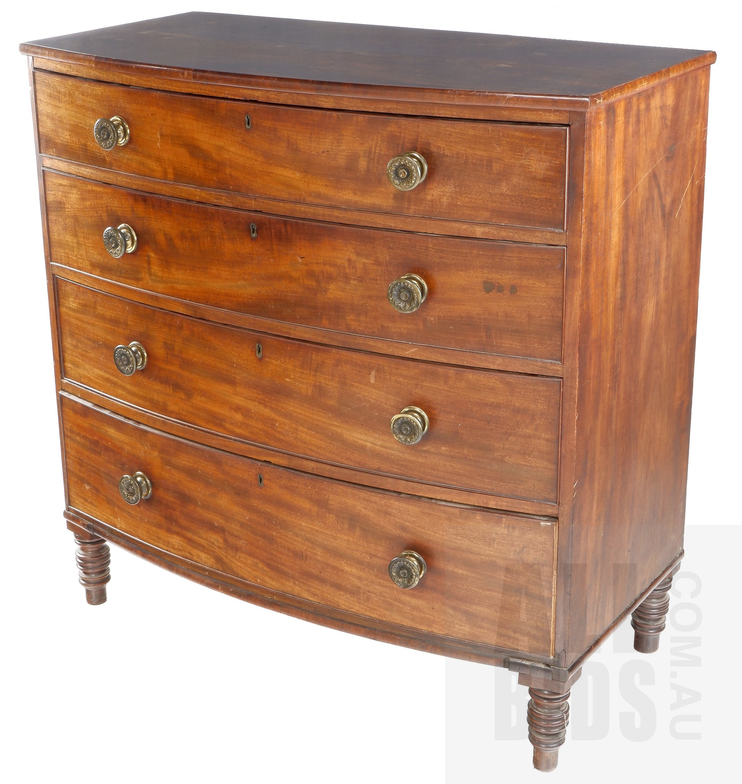 ' Regency Mahogany Bowfront Chest of Drawers, Circa 1810-20'
