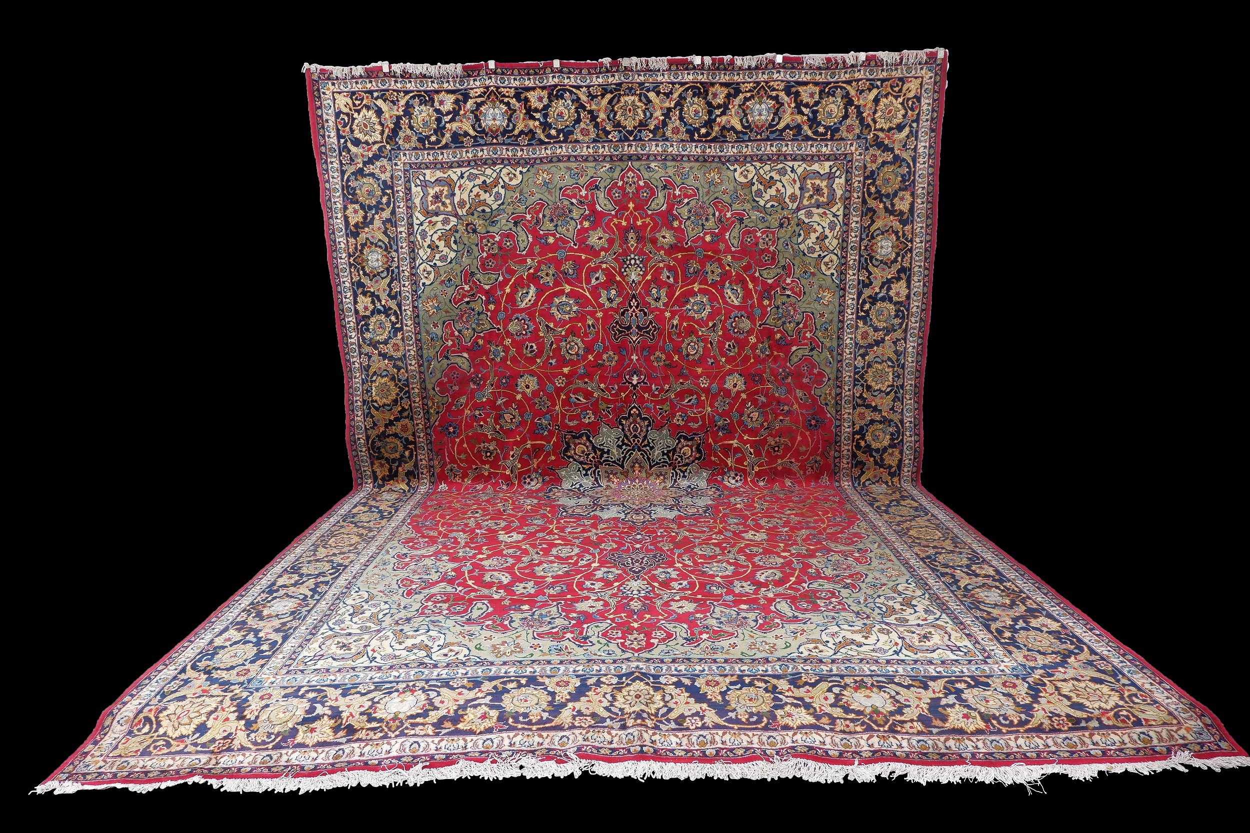 'Monumental Persian Tabriz Hand Knotted Wool Pile Room Sized Carpet with Central Medallion and Shah Abbas Field '