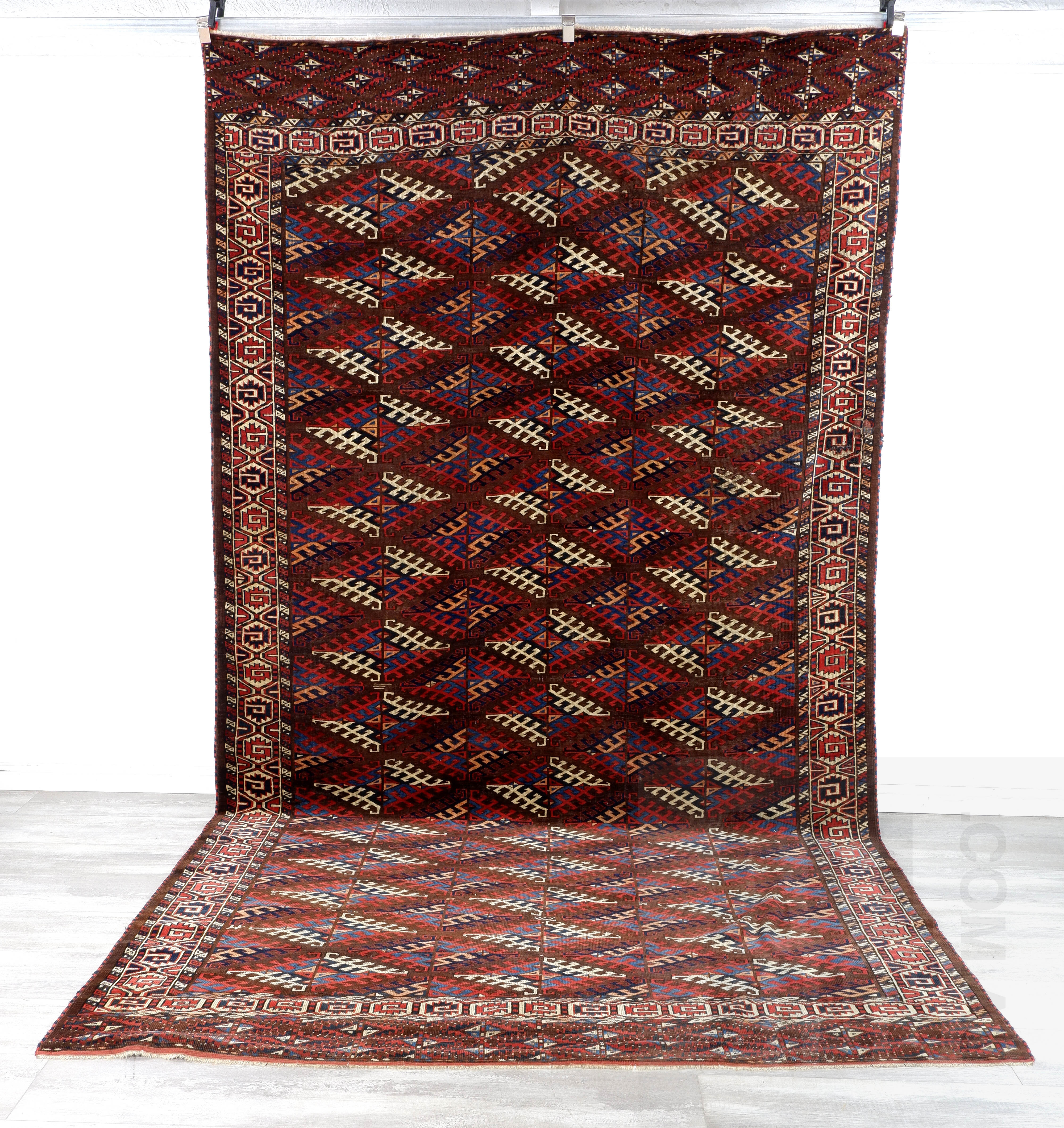 'Unusually Large Antique Turkoman Tekke Yomut Tribe Hand Knotted Main Carpet with Dyrnak Gul Motifs '