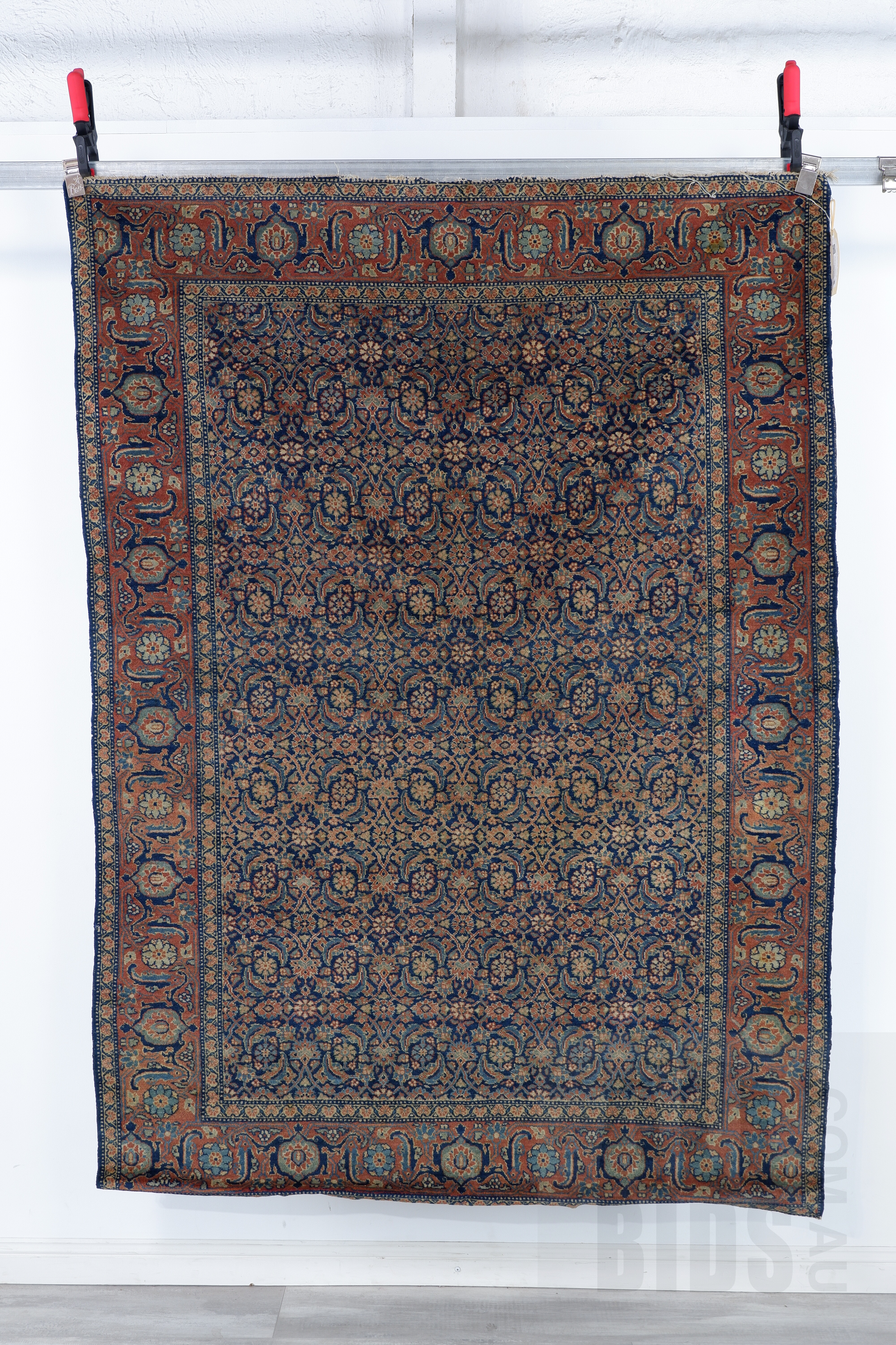 'Antique Fine Sarouk Hand Knotted Persian Rug with Herati Pattern'