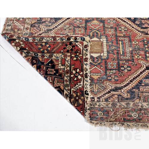 Very Interesting Antique Caucasian North West Persian Transitional Zone Hand Knotted Wool Rug