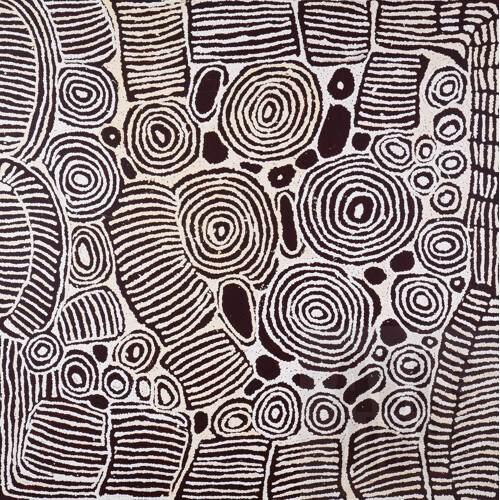 Nanyuma Napangati (born c1944, Tingari language group/Papunya Tula Artist), Untitled (Rockhole Sites), Acrylic on Linen, 91 x 91 cm