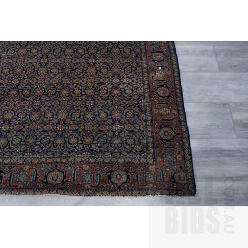 Antique Fine Sarouk Hand Knotted Persian Rug with Herati Pattern