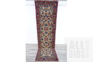 Hand Knotted Semi Antique Wool Persian Runner