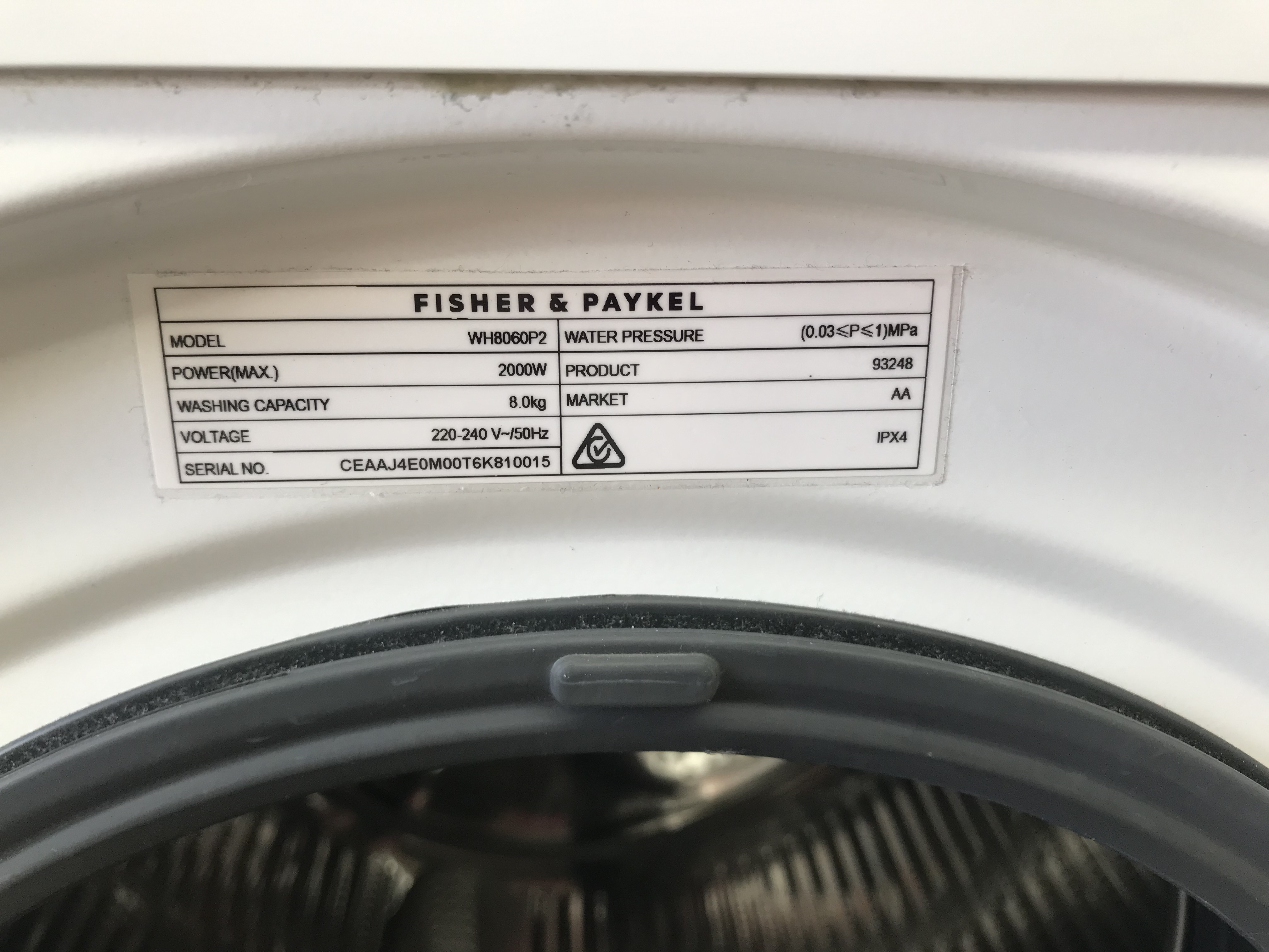 wh8060p2 washing machine