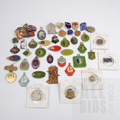 Assorted Collectible Vintage Badges, Tags and Pins including 1954 Royal Visit, Scouts and Girl Guides