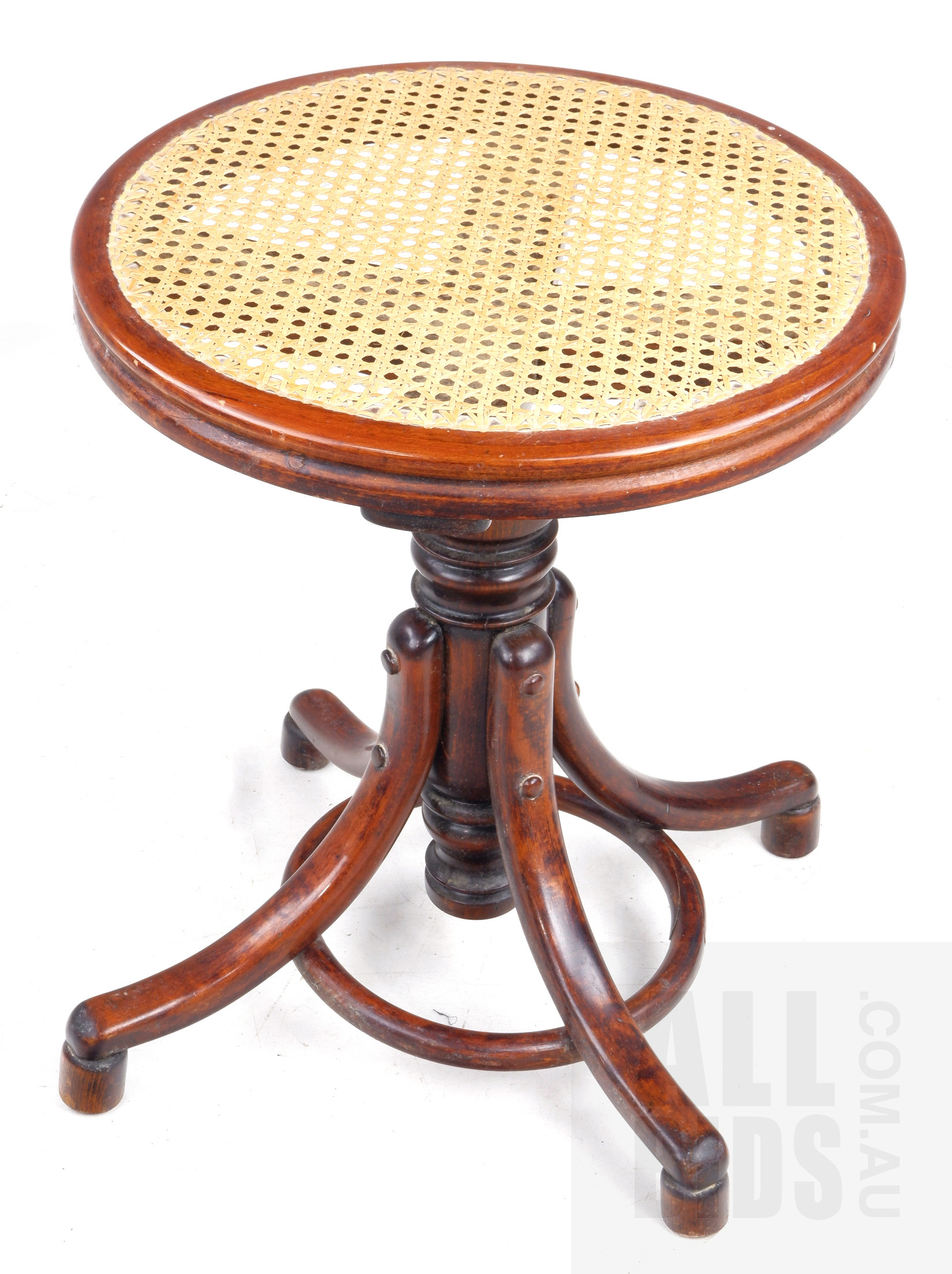 'Thonet Bentwood and Rattan Piano Stool, Late 19th Century'