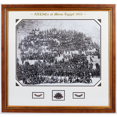 Framed Anzacs at Mena Egypt 1915 11th Battallion Contingent of the Australian Imperial Force Photographic Print