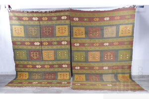 Pair Hand Woven Persian Wool Kilims