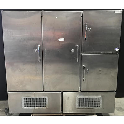 4 Door Lockable Stainless Steel Refrigerator Unit