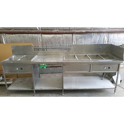 Stainless Steel Bench With Two Bain Maries