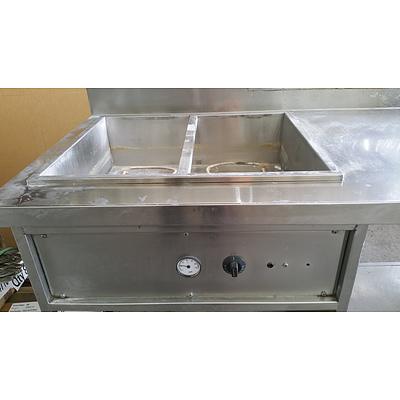 Stainless Steel Bench With Two Bain Maries