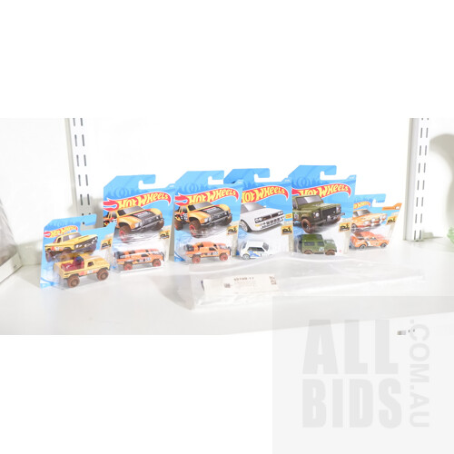 Six Boxed Hot Wheels Baja Blazers Model Cars, Including 70 Ford Escort RS1600, Land Rover Defender 90 and More