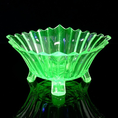 Art Deco Uranium Glass Footed Bowl - Lot 1198092 | ALLBIDS