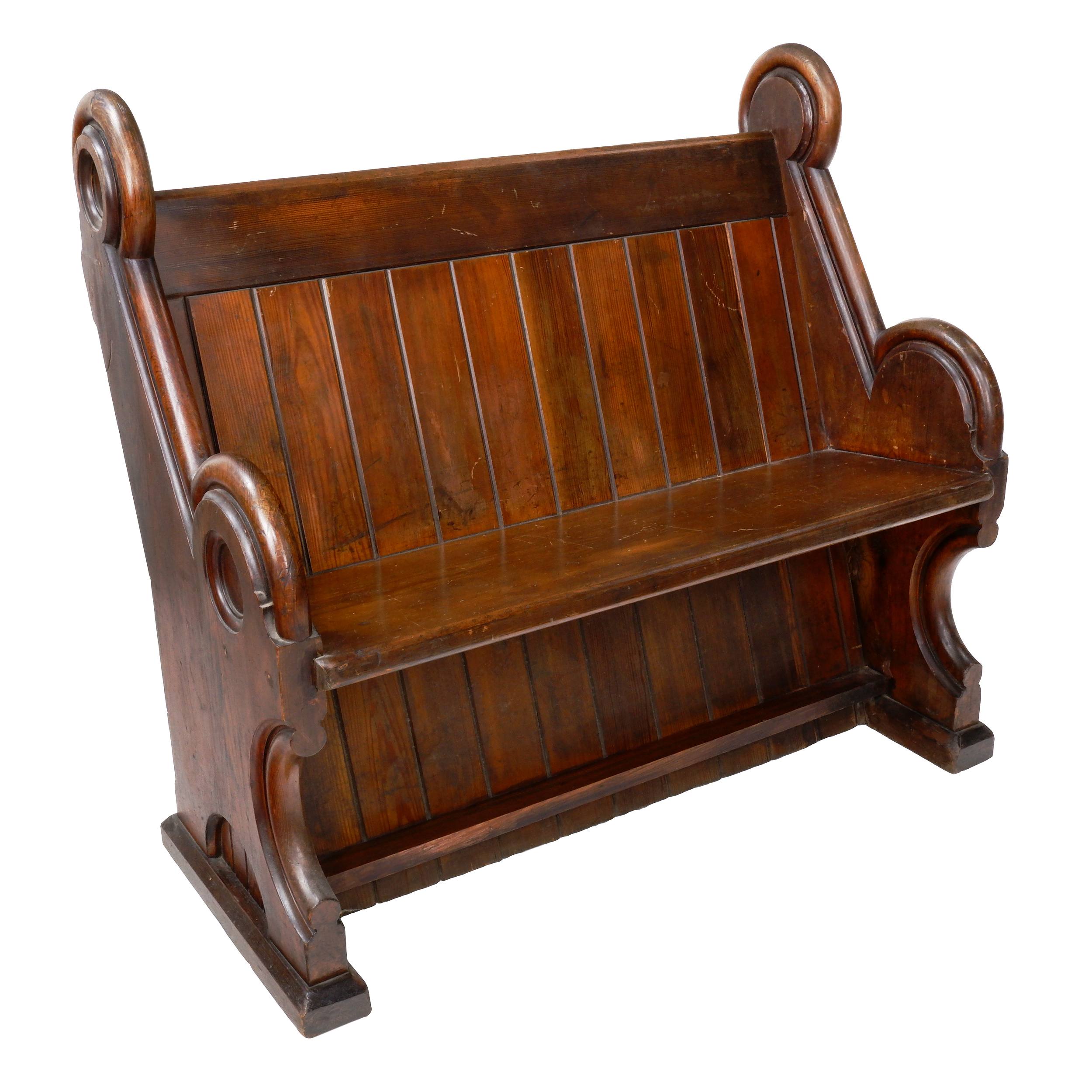 'Antique Stained Pine Church Pew'