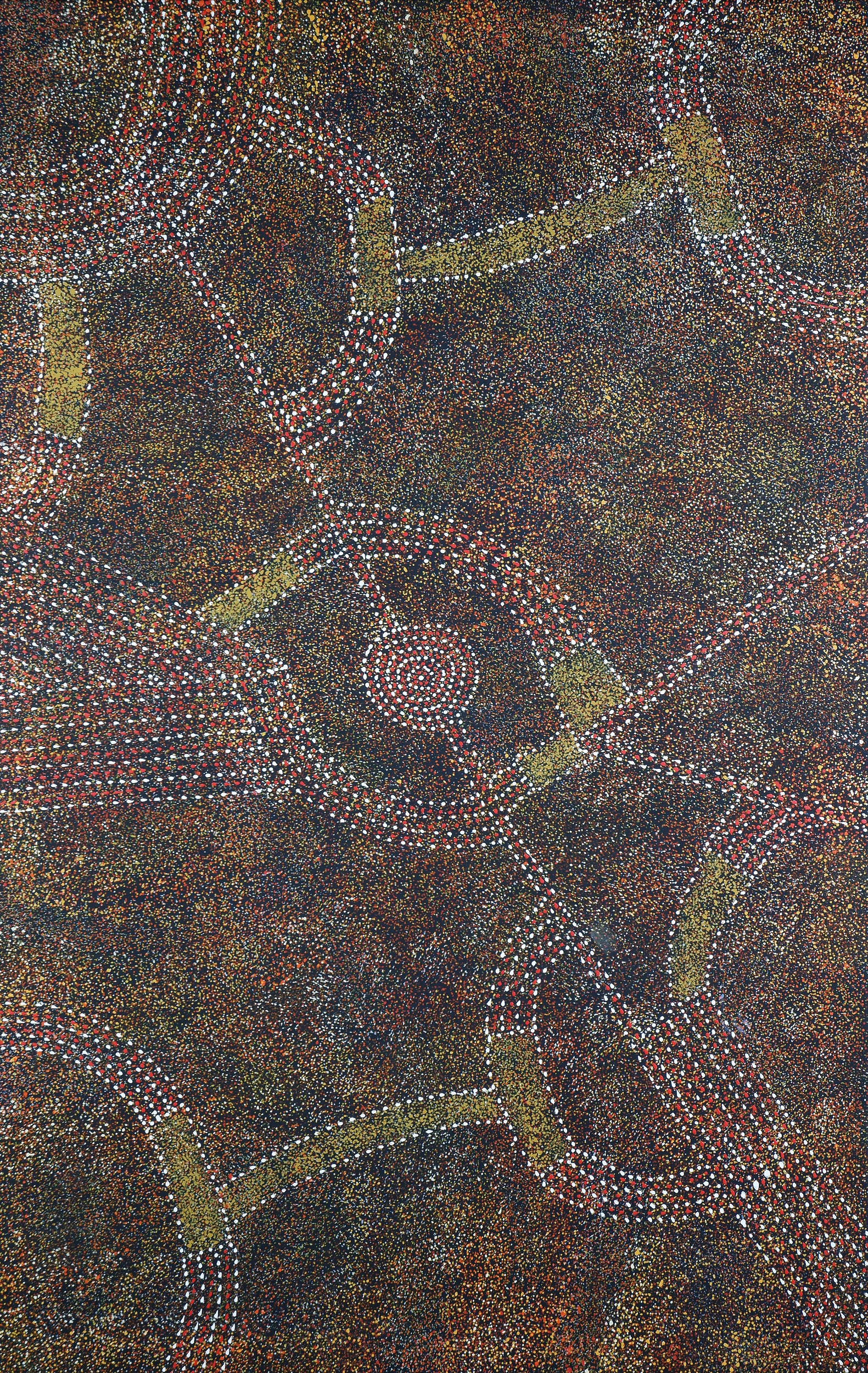 'Gracie Morton Pwerle (c1956), Womens Travelling Tracks, Synthetic Polymer Paint on Canvas'