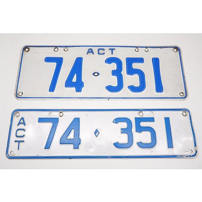 ACT Number Plates   -  74 351